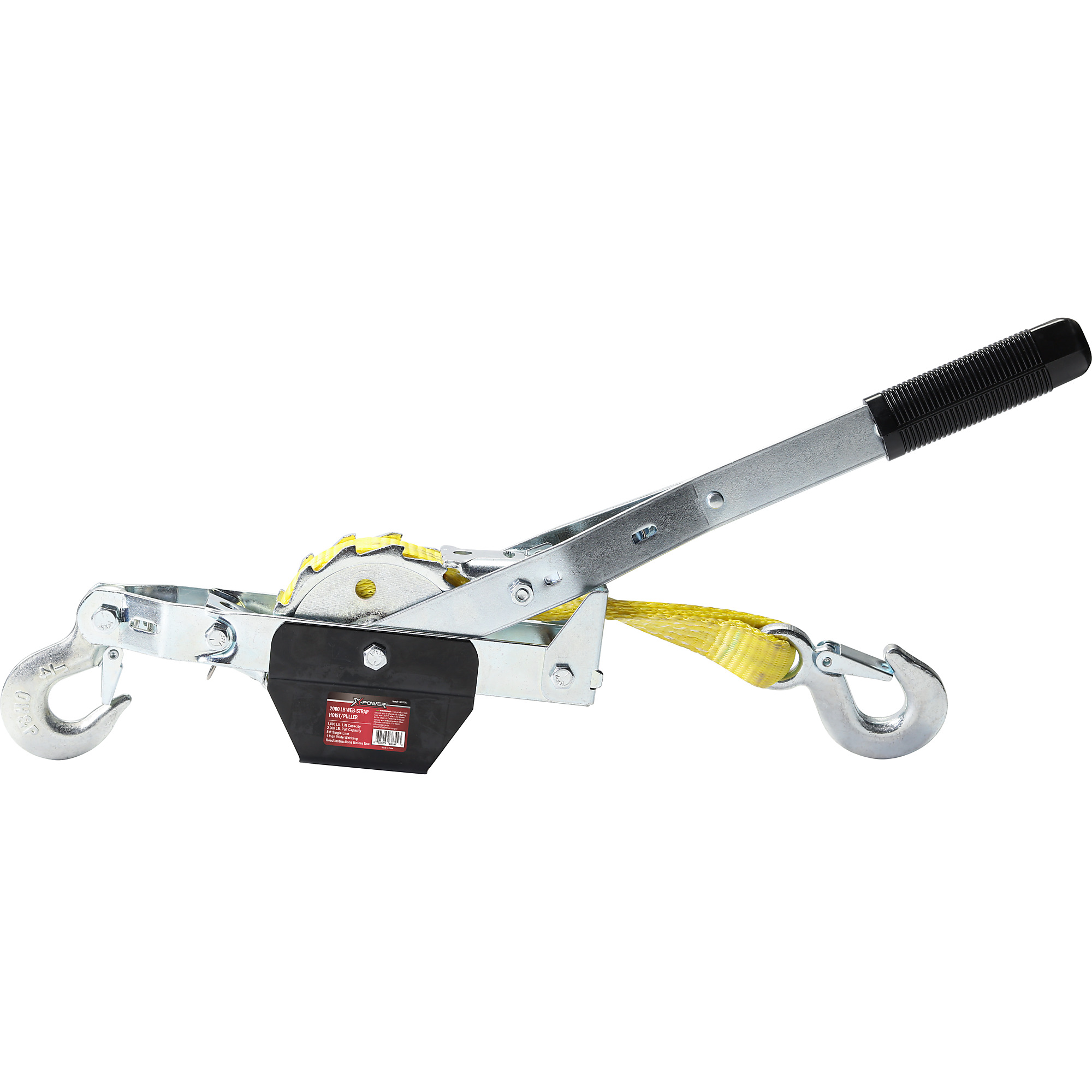 XPower Web-Strap Hoist Puller - 8ft., 2000-Lb. Capacity, Heavy-Duty, Solid Steel